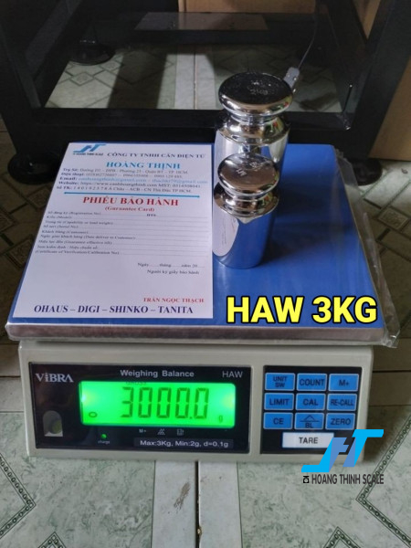 Cân điện tử HAW 3kg dòng cân được CTY CÂN ĐIỆN TỬ HOÀNG THỊNH cung cấp trên toàn quốc, báo giá cân Haw 3kg vui lòng liên hệ 0966.105.408 để được giảm giá 10% ngay hôm nay