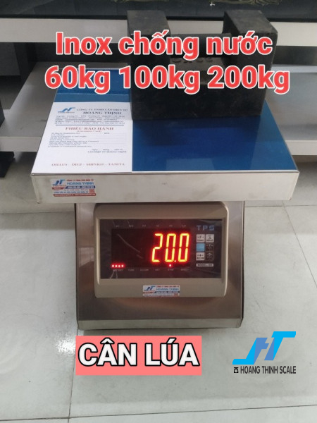 Cân lúa điện tử inox chống nước 60kg 100kg 200kg được CÂN ĐIỆN TỬ HOÀNG THỊNH cung cấp trên toàn quốc, báo giá cân lúa gọi 0966.105.408 để được giảm giá 10% hôm nay